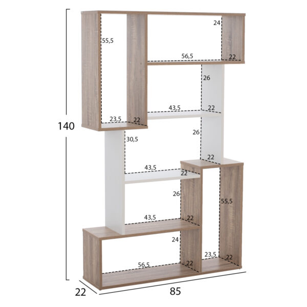 ΒΙΒΛΙΟΘΗΚΗ SHAY HM8768.01 85X22X140 ΛΕΥΚΟ (x1) - Image 2