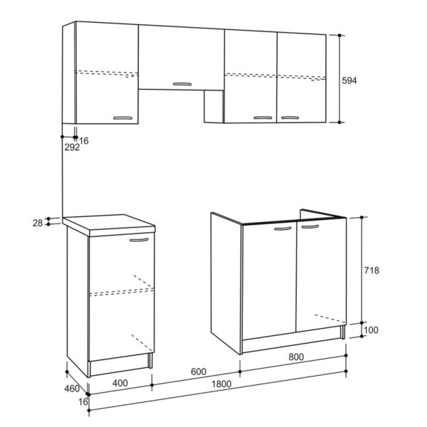 ΣΥΝΘΕΣΗ ΚΟΥΖΙΝΑΣ MAURICE ΜΕΛΑΜΙΝΗ SONAMA-ΛΕΥΚΟ HM2441 180x29,2-46εκ. (x1) - Image 3