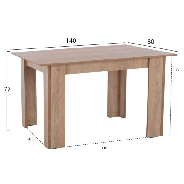 ΤΡΑΠΕΖΙ ΚΟΥΖΙΝΑΣ 140x80x77Υεκ. SONAMA OAK HM2429.01 (x1) - Image 2