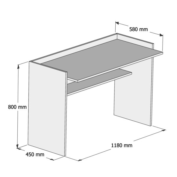 ΓΡΑΦΕΙΟ ΜΕΛΑΜΙΝΗΣ ΓΚΡΙ ΛΕΥΚΟ HM9227.13 118x58x80Υεκ. (x1) - Image 2