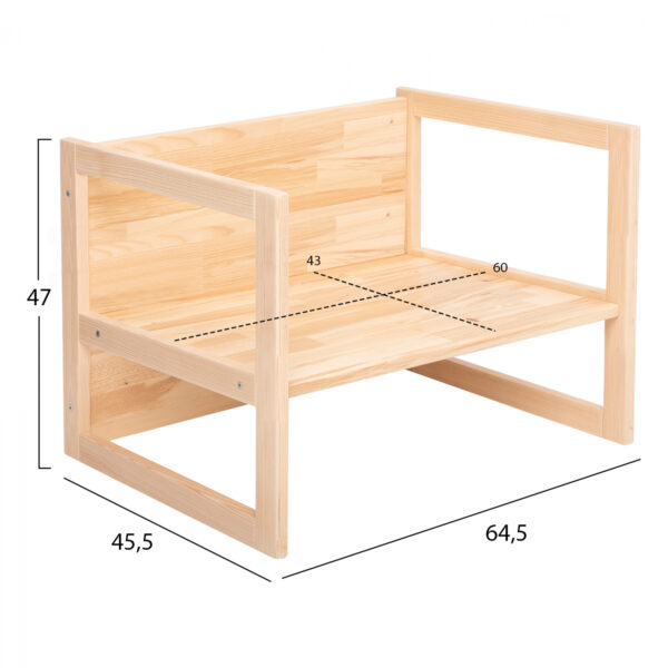 ΠΑΙΔΙΚΟ ΞΥΛΙΝΟ ΠΑΓΚΑΚΙ-ΤΡΑΠΕΖΙ MIKO HM9289 ΦΥΣΙΚΟ 64,5x45,x47Y εκ. (x1) - Image 2