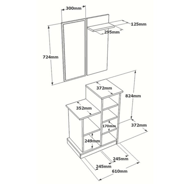 Έπιπλο εισόδου Wizbo pakoworld μελαμίνης λευκό 61x37x82.5εκ (x1) - Image 3