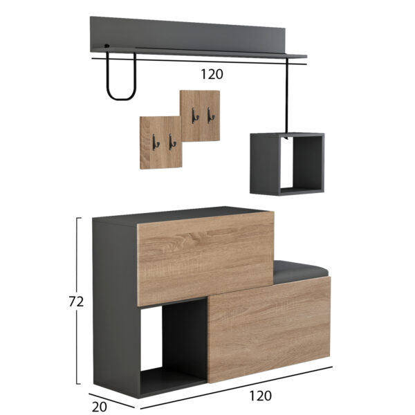 ΕΠΙΠΛΟ ΕΙΣΟΔΟΥ CERB HM8957.11 ΜΕΛΑΜΙΝΗ ΣΕ SONAMA-ΓΚΡΙ 120x20x72Υ εκ. (x1) - Image 2