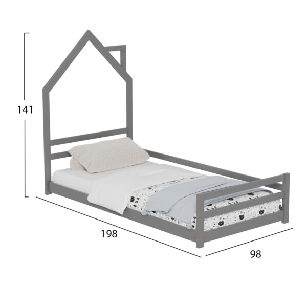 ΚΡΕΒΑΤΙ ΠΑΙΔΙΚΟ HOUSER HM676.05 τ.MONTESSORI ΞΥΛΟ ΠΕΥΚΟ ΓΚΡΙ- 190x90εκ (x1) - Image 3