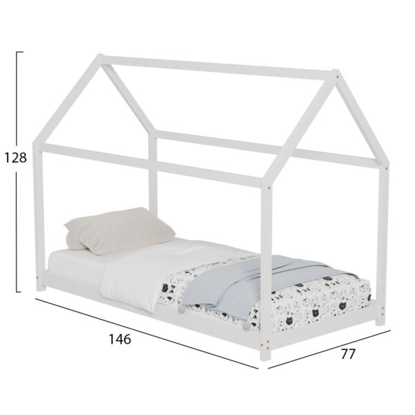 ΚΡΕΒΑΤΙ ΠΑΙΔΙΚΟ PEPE HM678.03 τ.MONTESSORI ΞΥΛΟ ΠΕΥΚΟ ΛΕΥΚΟ- 140x70εκ (x1) - Image 3