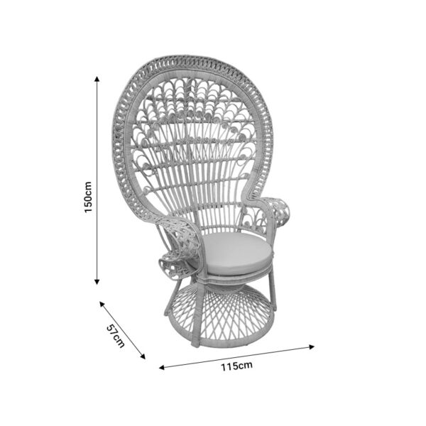 Πολυθρόνα Dorothy Inart με μπεζ μαξιλάρι-φυσικό rattan 115x57x150εκ (x1) - Image 3