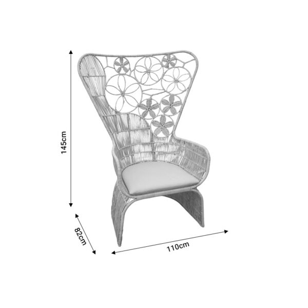 Πολυθρόνα Jake Inart με μπεζ μαξιλάρι-φυσικό rattan 110x82x145εκ (x1) - Image 3