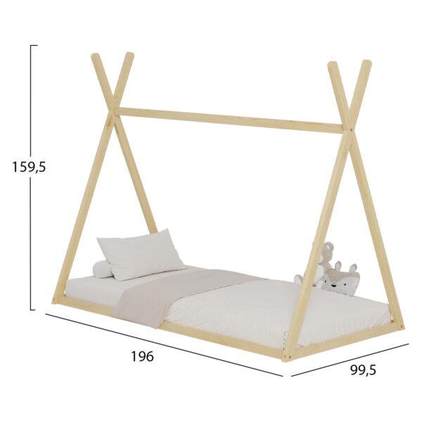 ΚΡΕΒΑΤΙ ΠΑΙΔΙΚΟ MUNK HM681.01 τ.MONTESSORI ΜΑΣΙΦ ΞΥΛΟ ΠΕΥΚΟΥ ΦΥΣΙΚΟ- 190x90εκ (x1) - Image 3