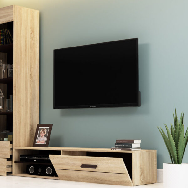 Έπιπλο TV Solo 163x41x38cm Sonoma με Wenge και MDF Καμπυλωτό τελείωμα στις πόρτες - Image 3