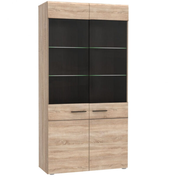 Βιτρίνα Δίφυλλη Solo 100x41x197cm Sonoma με Wenge και MDF Καμπυλωτό τελείωμα στις πόρτες