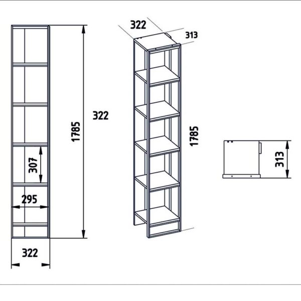 Βιβλιοθήκη Marble pakoworld χρώμα λευκό μαρμάρου-χρυσό 32x31,5x178,5εκ (x1) - Image 3