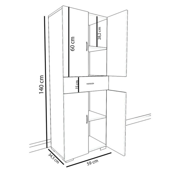 Ντουλάπα-στήλη Milou pakoworld λευκό 59x34.5x140εκ (x1) - Image 3