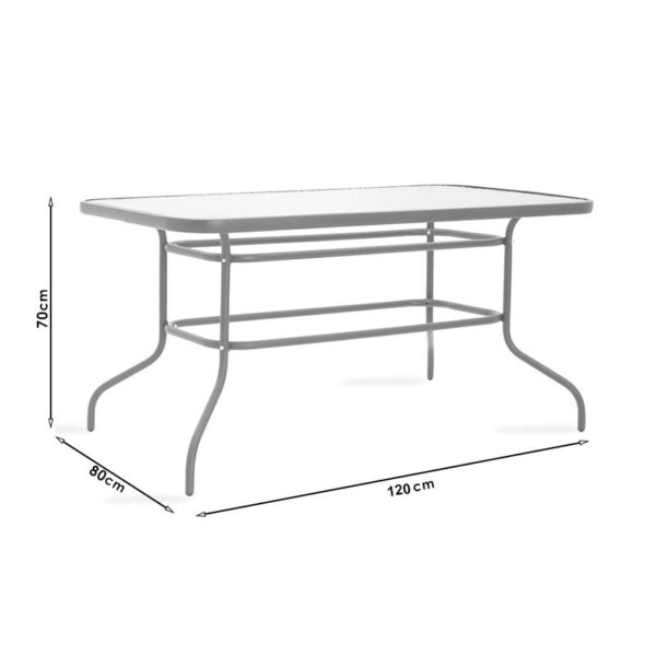 Τραπέζι Ensure pakoworld μέταλλο λευκό-γυαλί 120x70x70εκ (x1) - Image 3