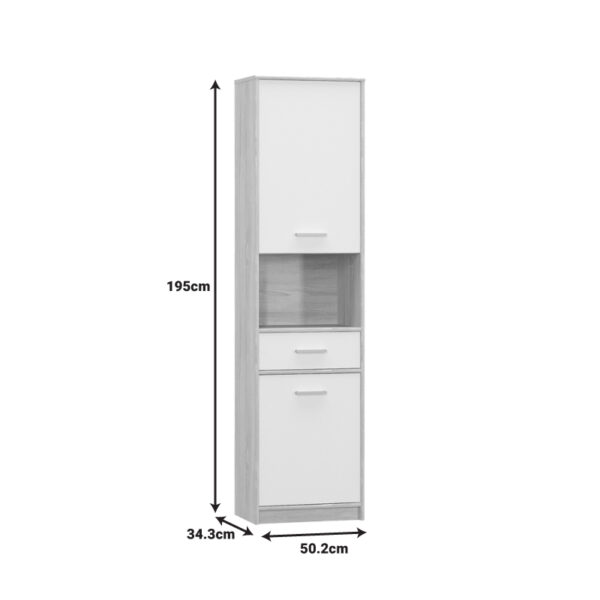 Ντουλάπα στήλη Letto pakoworld σε oak - λευκό ματ απόχρωση 50,2x34,3x195εκ (x1)