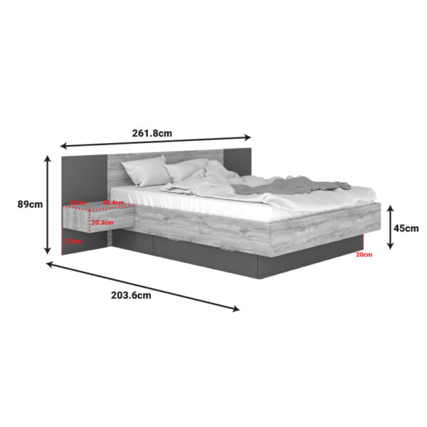 Κρεβάτι διπλό Kantri pakoworld σε sonoma - γκρι απόχρωση 160x200εκ (x1)