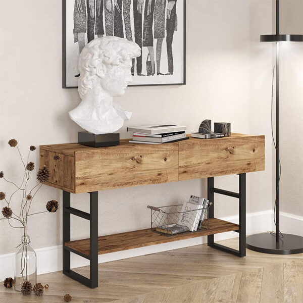 Κονσόλα Vien pakoworld oak-μαύρο 139x43x75,5εκ (x1)