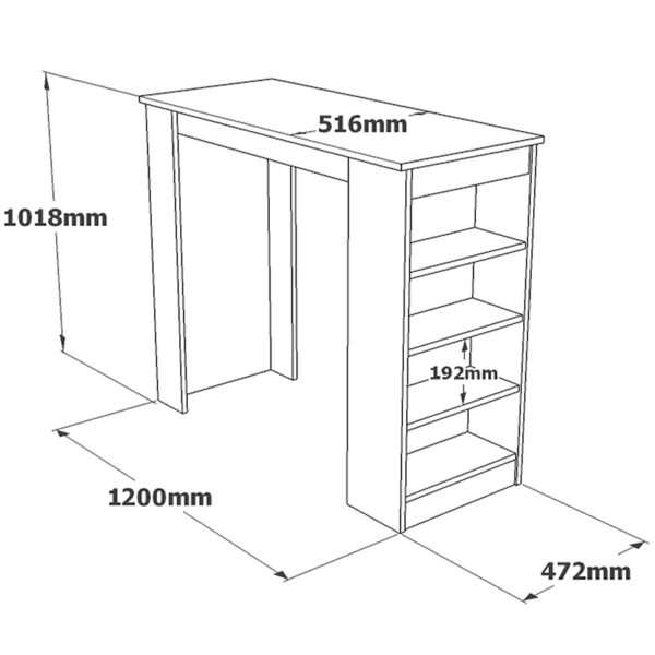 Τραπέζι μπαρ Riff pakoworld λευκό-sonoma 120x51.5x101.5εκ (x1) - Image 3