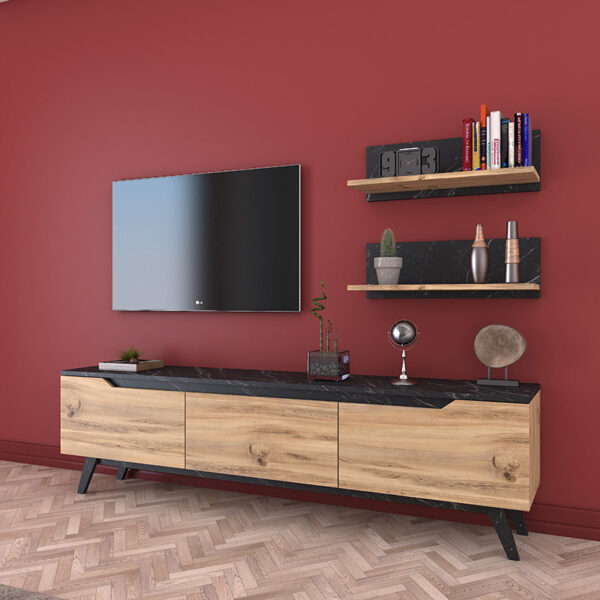 Σύνθετο σαλονιού Kasia pakoworld oak-μαύρο μαρμάρου 180x35x48,5εκ (x1) - Image 2