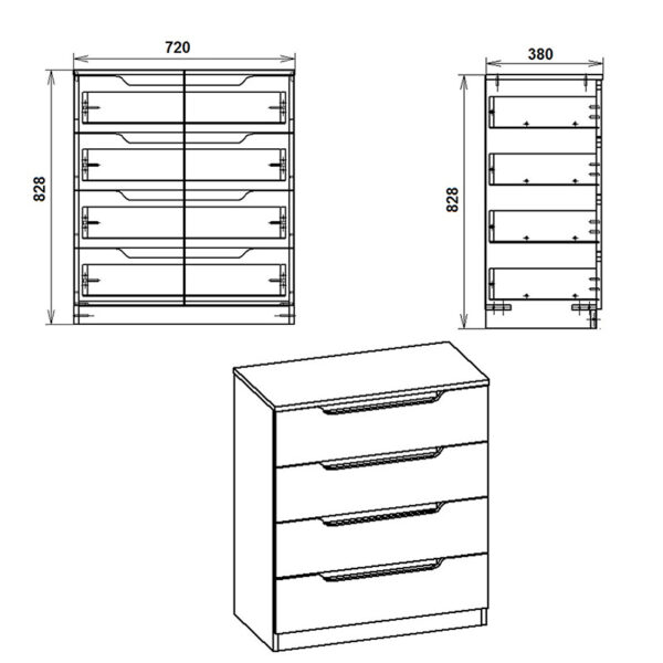 Συρταριέρα Azenor pakoworld 4ων συρταριών καρυδί 72x38x83εκ (x1) - Image 2