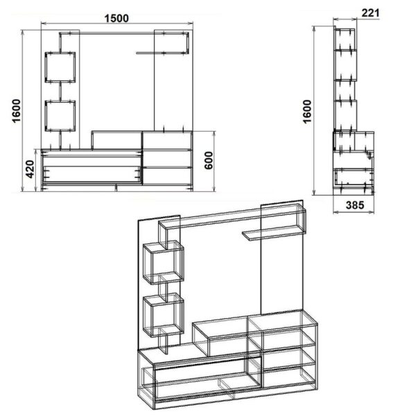 Σύνθετο σαλονιού Aiden pakoworld sonoma-λευκό 150x38.5x160εκ (x1) - Image 2