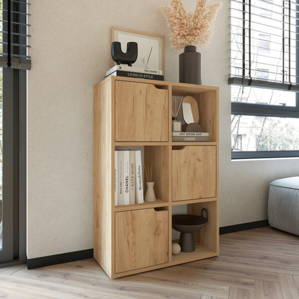 Βιβλιοθήκη Bookel pakoworld μελαμίνης σε oak απόχρωση 59.5x27.5x89εκ (x1)