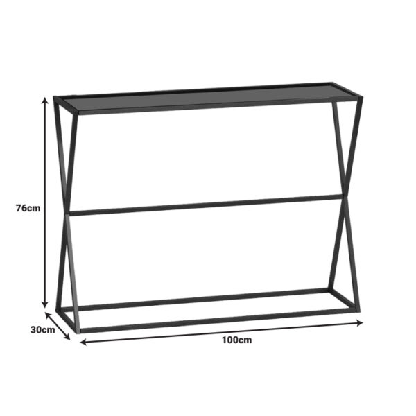 Κονσόλα Loujie I pakoworld σε μαύρο μέταλλο-smoke γυαλί 100x30x76εκ (x1) - Image 2