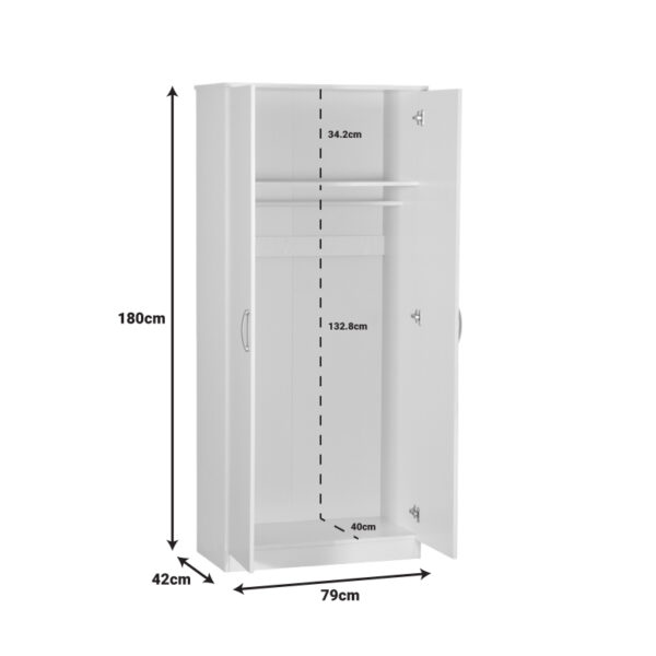 Ντουλάπα ρούχων δίφυλλη Zelia pakoworld σε sonoma-oak απόχρωση 79x42x180εκ (x1) - Image 3