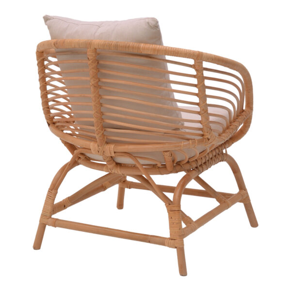 Πολυθρόνα Caxen pakoworld φυσικό rattan-λευκό μαξιλάρι 72x63x75εκ (x1)