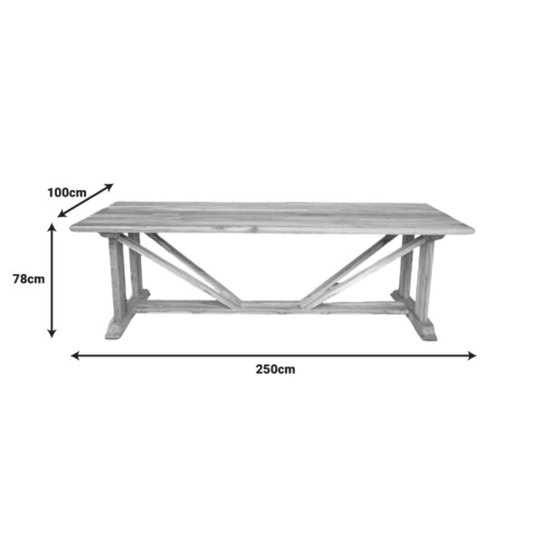 Τραπέζι Smarious pakoworld teak ξύλο σε φυσική απόχρωση 250x100x78εκ (x1)