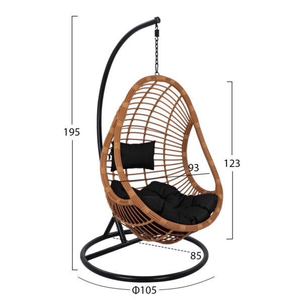 ΚΡΕΜΑΣΤΗ ΠΟΛΥΘΡΟΝΑ ΦΩΛΙΑ CALLIE HM5541.04 ΜΕ ΜΠΕΖ WICKER & ΜΑΥΡΑ ΜΑΞΙΛΑΡΙΑ Φ105Χ195Υ εκ. (x1) - Image 2