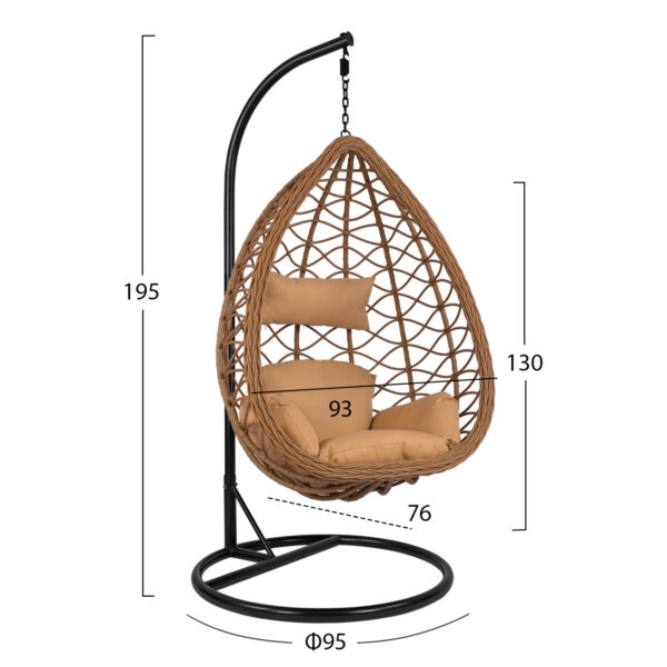 ΚΡΕΜΑΣΤΗ ΠΟΛΥΘΡΟΝΑ ΦΩΛΙΑ CATALINA HM5677.01 ΜΕ ΜΠΕΖ WICKER & ΜΑΞΙΛΑΡΙΑ Φ95Χ195Υ εκ. (x1) - Image 2