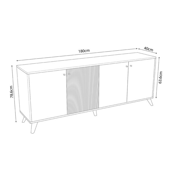 ΜΠΟΥΦΕΣ ΜΕΛΑΜΙΝΗΣ KRUDEN HM9446.11 ΜΑΥΡΟ-ΦΥΣΙΚΟ 180x40x78.6Υεκ. (x1) - Image 2