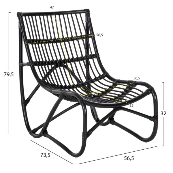 ΠΟΛΥΘΡΟΝΑ GRINN HM9815.02 ΡΑΒΔΟΙ RATTAN ΣΕ ΜΑΥΡΟ 56,5x73,5x79,5Υ εκ.--Β' ΔΙΑΛΟΓΗΣ (x1) - Image 2