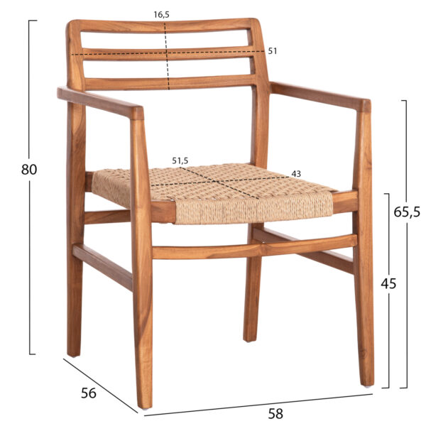 ΠΟΛΥΘΡΟΝΑ ΤΡΑΠΕΖΑΡΙΑΣ HERRIN HM18230 ΞΥΛΟ TEAK-ΣΧΟΙΝΙ VIRO 58x56x80Υεκ. (x1) - Image 2