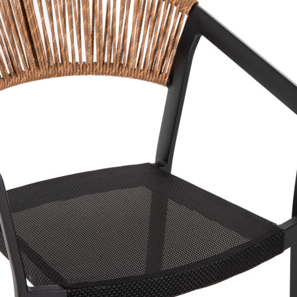 ΣΚΑΜΠΟ ΑΛΟΥΜΙΝΙΟΥ HM5892.15 ΜΕΣΑΙΟΥ ΥΨΟΥΣ RATTAN & TEXTLINE ΜΑΥΡΟ ΜΠΕΖ 56,5x57x99,5Y (x1) - Image 7