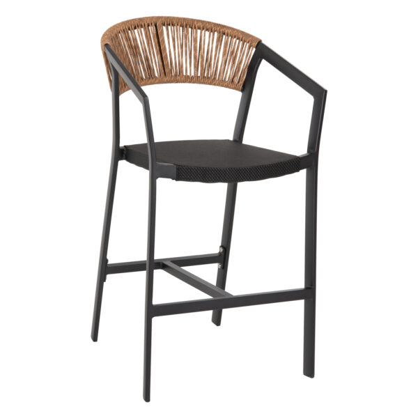 ΣΚΑΜΠΟ ΑΛΟΥΜΙΝΙΟΥ HM5892.15 ΜΕΣΑΙΟΥ ΥΨΟΥΣ RATTAN & TEXTLINE ΜΑΥΡΟ ΜΠΕΖ 56,5x57x99,5Y (x1)