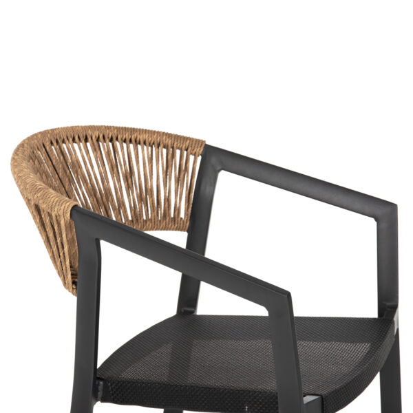 ΣΚΑΜΠΟ ΑΛΟΥΜΙΝΙΟΥ HM5892.15 ΜΕΣΑΙΟΥ ΥΨΟΥΣ RATTAN & TEXTLINE ΜΑΥΡΟ ΜΠΕΖ 55x56,5x99Υ (x1) - Image 16