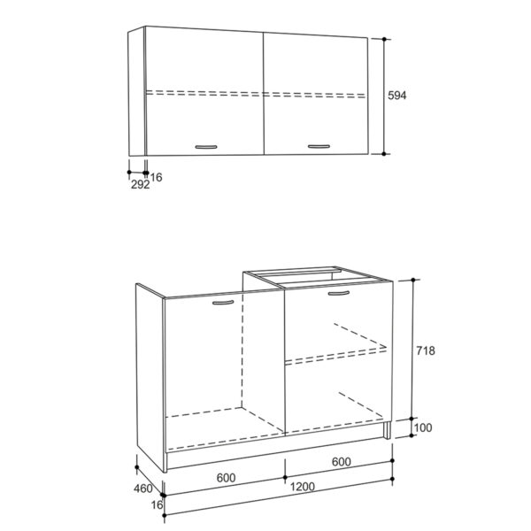 ΣΥΝΘΕΣΗ ΚΟΥΖΙΝΑΣ BLAINE ΜΕΛΑΜΙΝΗ ΓΚΡΙ HM2439.10 120x46-29,2εκ. (x1) - Image 2