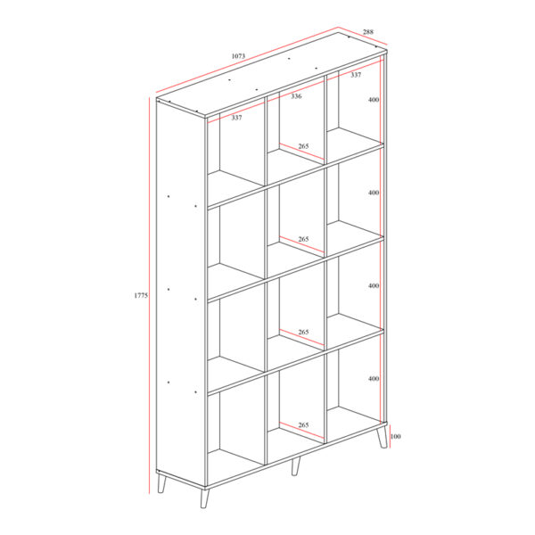 Βιβλιοθήκη FIRENZE pakoworld χρώμα sonoma 107x28,6x178εκ (x1) - Image 3