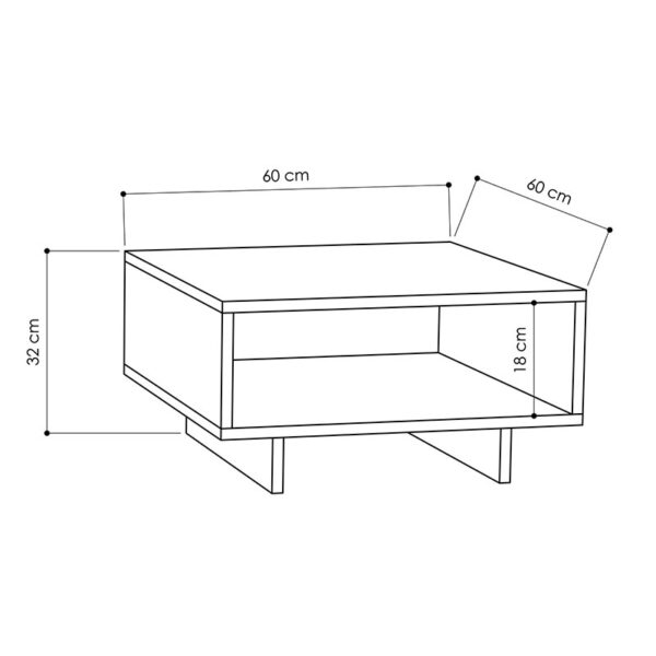 Τραπέζι σαλονιού Hola pakoworld ανθρακί 60x60x32εκ (x1) - Image 2