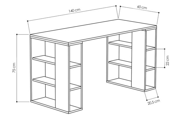 Γραφείο Colmar pakoworld χρώμα λευκό 140x60x75εκ (x1) - Image 2