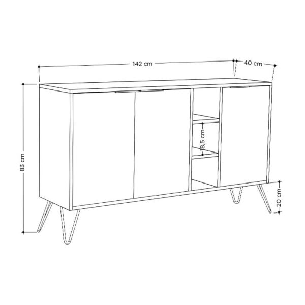 Μπουφές Clara pakoworld χρώμα light oak 142x35.5x83εκ (x1) - Image 4