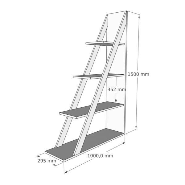 Βιβλιοθήκη Quina pakoworld σε ανθρακί απόχρωση 100x30x150εκ (x1) - Image 3