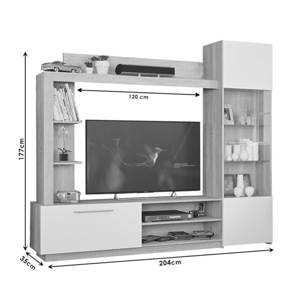 Σύνθετο σαλονιού June pakoworld sonoma-λευκό 204x35x177εκ (x1) - Image 2