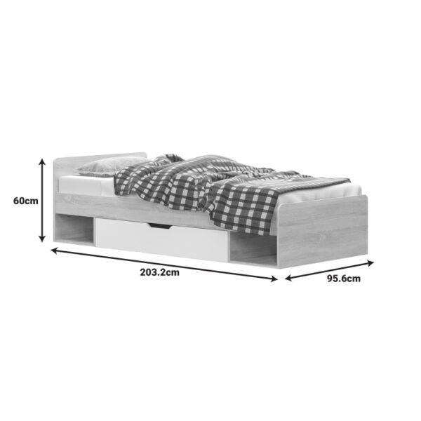 Κρεβάτι με συρτάρι Letto pakoworld σε oak - λευκό απόχρωση 90x200εκ (x1)