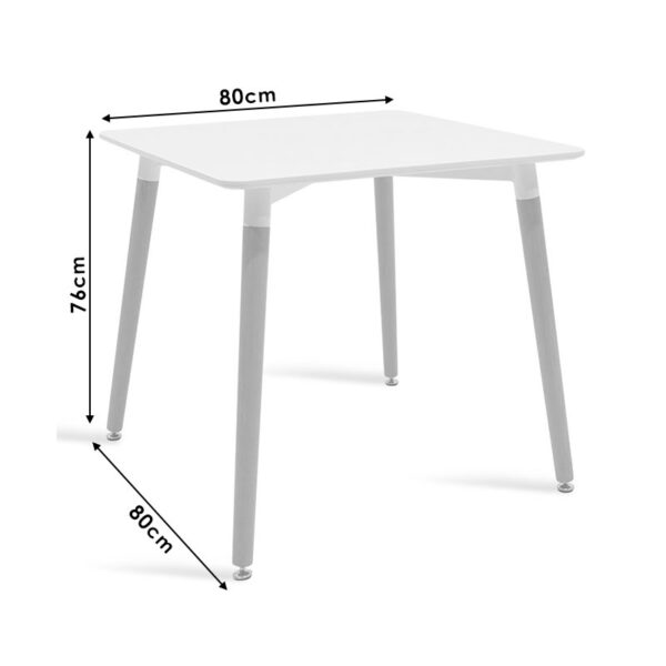 Τραπέζι Natali pakoworld MDF λευκό-πόδια φυσικό 80x80x76εκ (x1) - Image 3