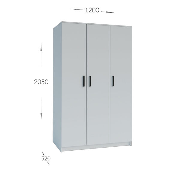 Ντουλάπα Τρίφυλλη Simple Λευκή 120x52x205cm - Image 2