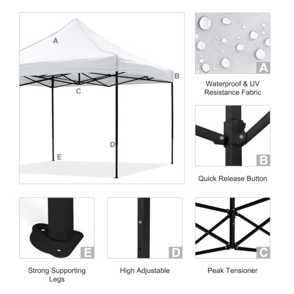 ΚΙΟΣΚΙ/GAZEBO MATTHEW HM6310 ΠΤΥΣΣΟΜΕΝΟ-ΣΚΕΛΕΤΟΣ ΜΕΤΑΛ.ΜΑΥΡΟΣ-ΛΕΥΚΟ ΥΦΑΣΜΑ 3x3x3,10Yμ (x1) - Image 6