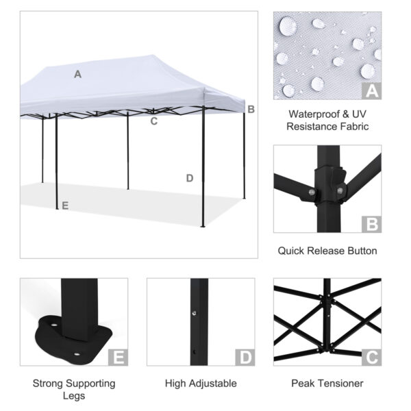 ΚΙΟΣΚΙ/GAZEBO MATTHEW HM6312 ΠΤΥΣΣΟΜΕΝΟ-ΣΚΕΛΕΤΟΣ ΜΕΤΑΛ.ΜΑΥΡΟΣ-ΛΕΥΚΟ ΥΦΑΣΜΑ 3x6x3,10Yμ (x1) - Image 6