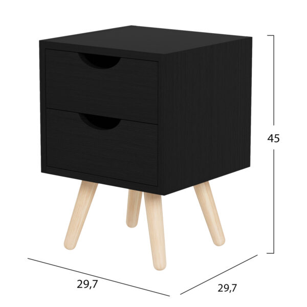 ΚΟΜΟΔΙΝΟ DINKL HM2472.02 ΜΕΛΑΜΙΝΗ-2 ΣΥΡΤΑΡΙΑ-WENGE 29,5x29,5x45Υεκ (x1) - Image 2